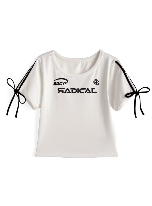 サイドラインリボンロゴTシャツ