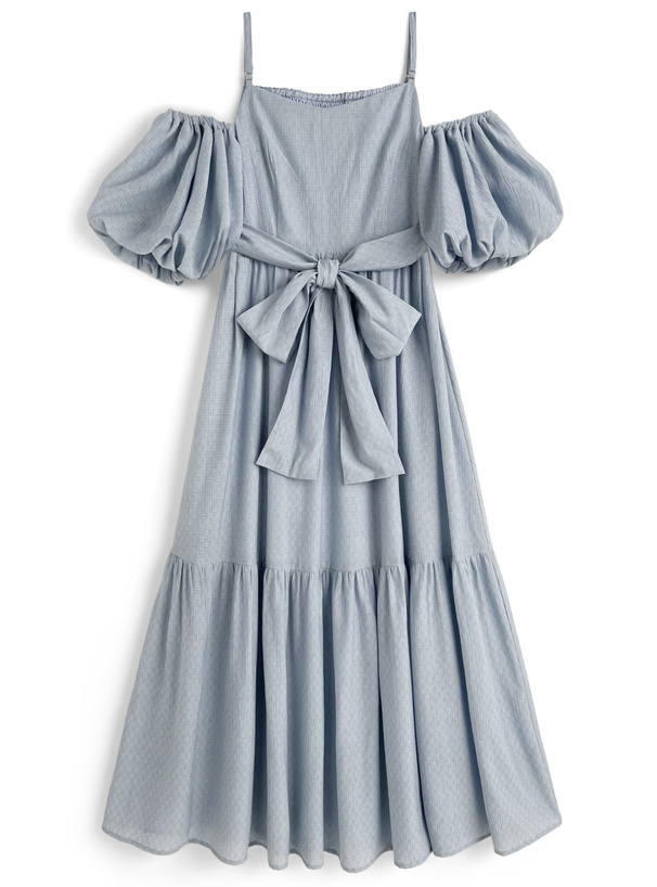 オフショルダーティアードワンピース