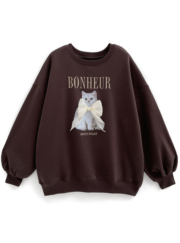 ロゴ刺繍キャットリボンスウェットトップス