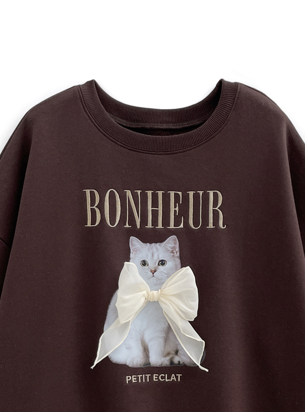ロゴ刺繍キャットリボンスウェットトップス