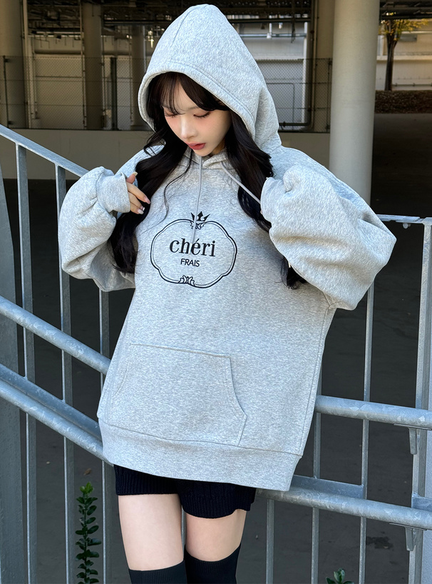 ロゴ刺繍裏起毛スウェットパーカー[pm605] | レディースファッション