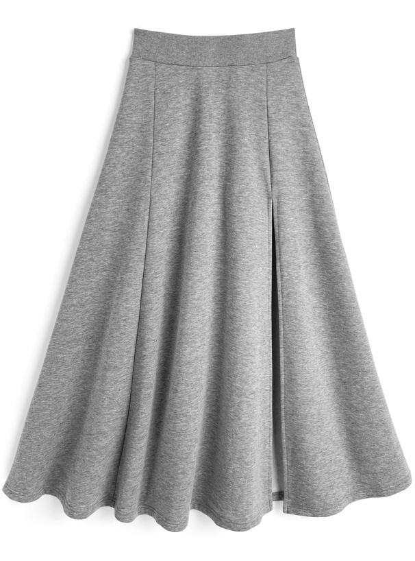 オフショルダースウェット×インパン付きスリットフレアスカートセットアップ