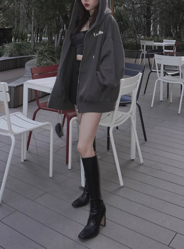 ロゴプリントスウェットビッグジップパーカー