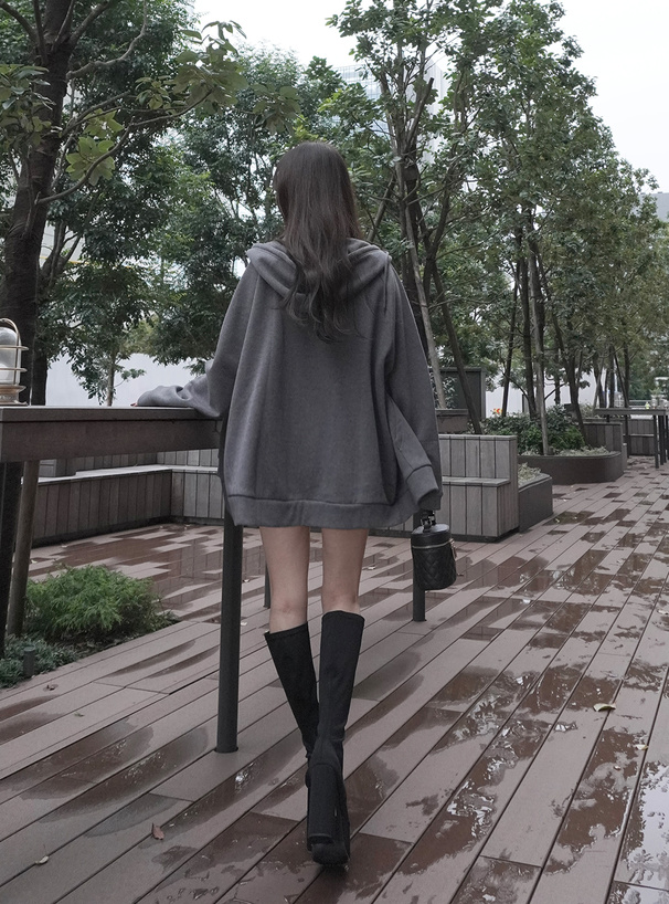 スウェットオーバーサイズジップパーカー