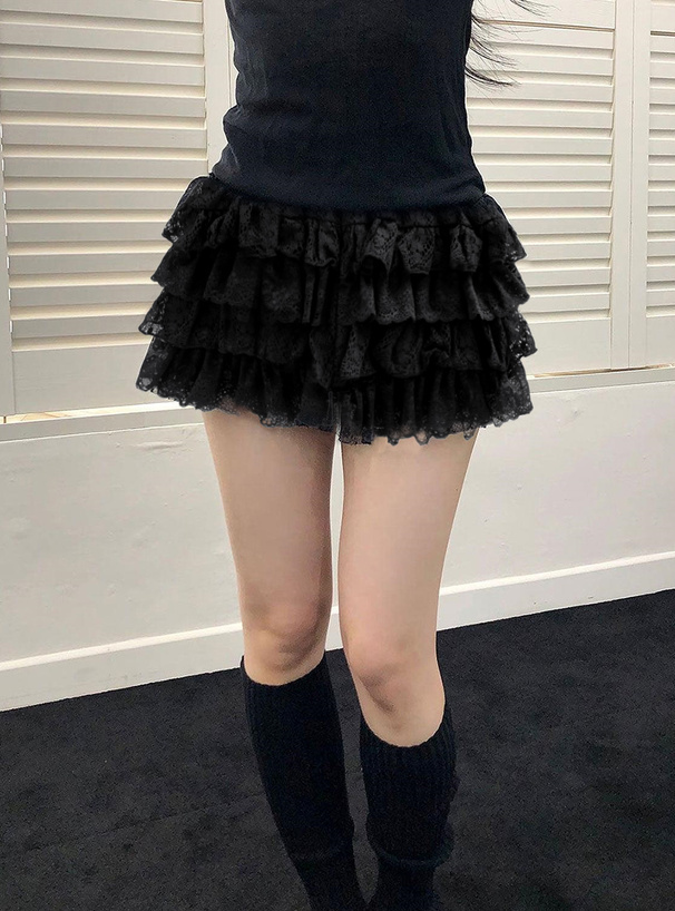 レースティアードショートパンツ