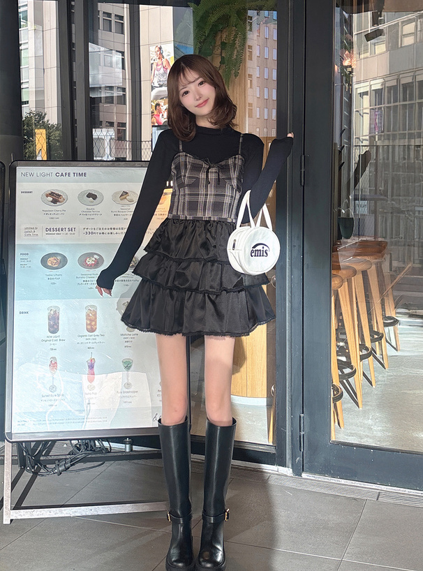 リップサービス チェック柄キャミワンピースSサイズ チェック柄リボンキャミワンピース ワンピース チェック柄[品番