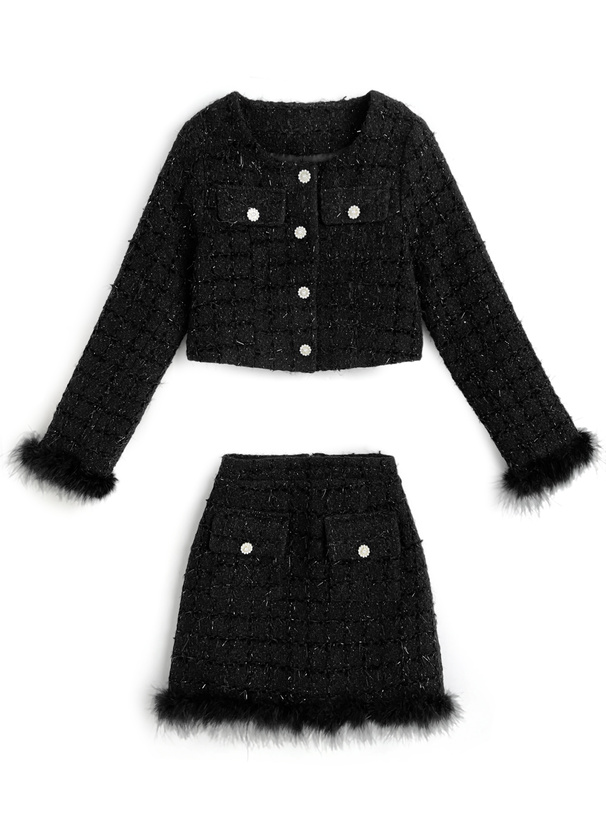 フェザーツイードジャケット×インパン裏地付きスカート