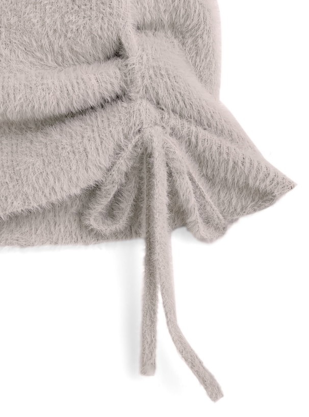 フロントオープン編み上げリボンシャギーニットワンピース