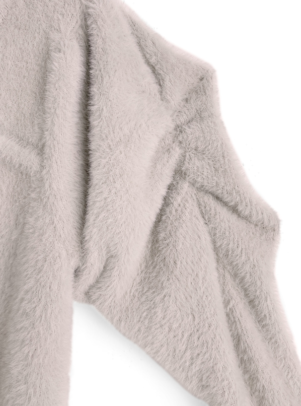 フロントオープン編み上げリボンシャギーニットワンピース