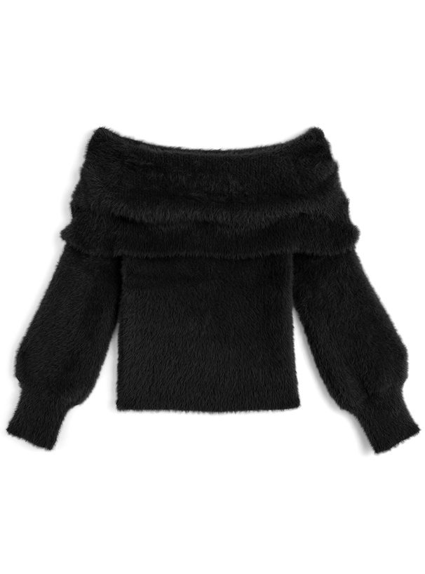 シャギーオフショルダーニットトップス