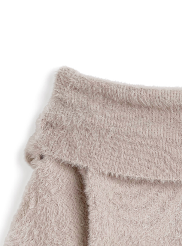 シャギーオフショルダーニットトップス