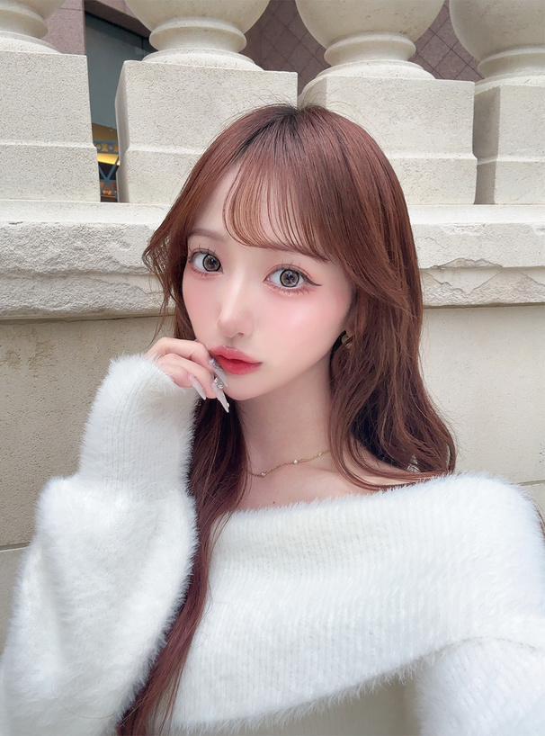 シャギーオフショルダーニットトップス