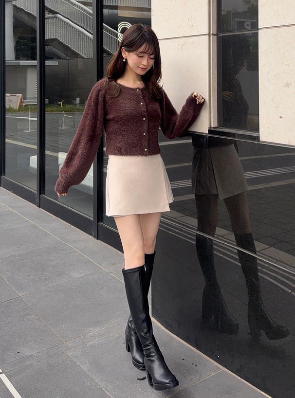 ハートボタンシャギーニットカーディガン