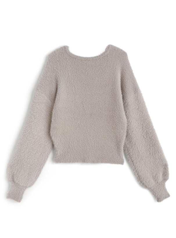 ゴールドボタンシャギーニットカーディガン