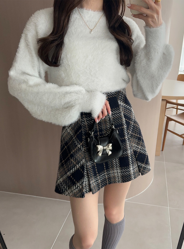 バックリボンラメシャギーニットトップス