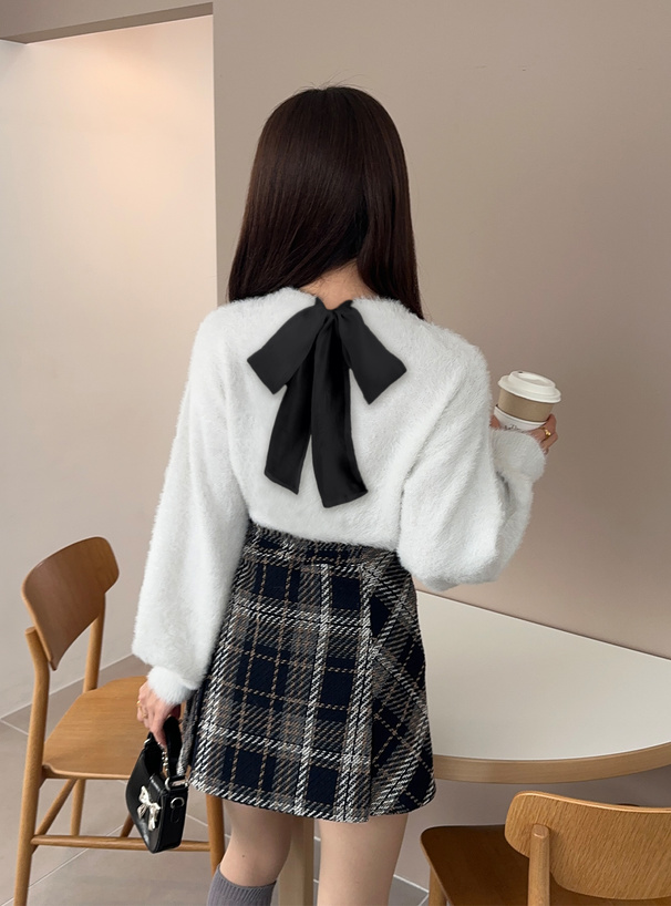 バックリボンラメシャギーニットトップス