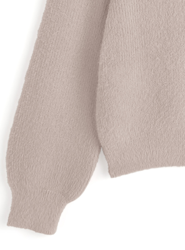 ショルダーレースシャギーニットトップス