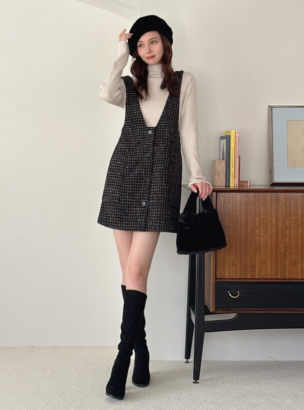 ツイードミニジャンパースカート[pm656] | レディースファッション通販