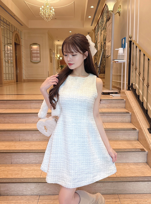 ピノーレ ツイードワンピース サイズ42 ノースリーブ ツイード ワンピース | BrillantSelect Store