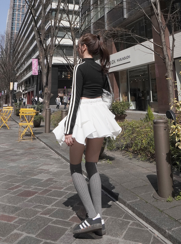 インパン裏地付きドロストイレヘムミニスカート