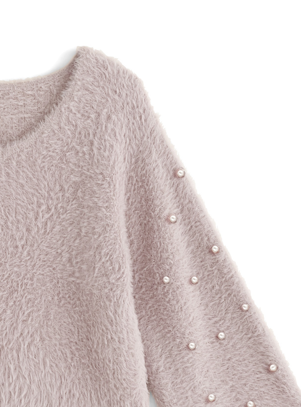 パールスリーブシャギーニットトップス