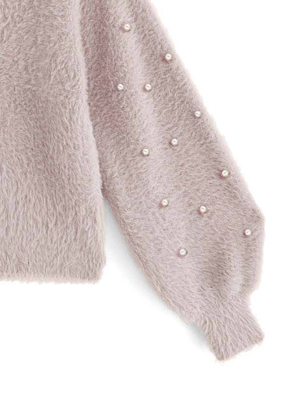 パールスリーブシャギーニットトップス