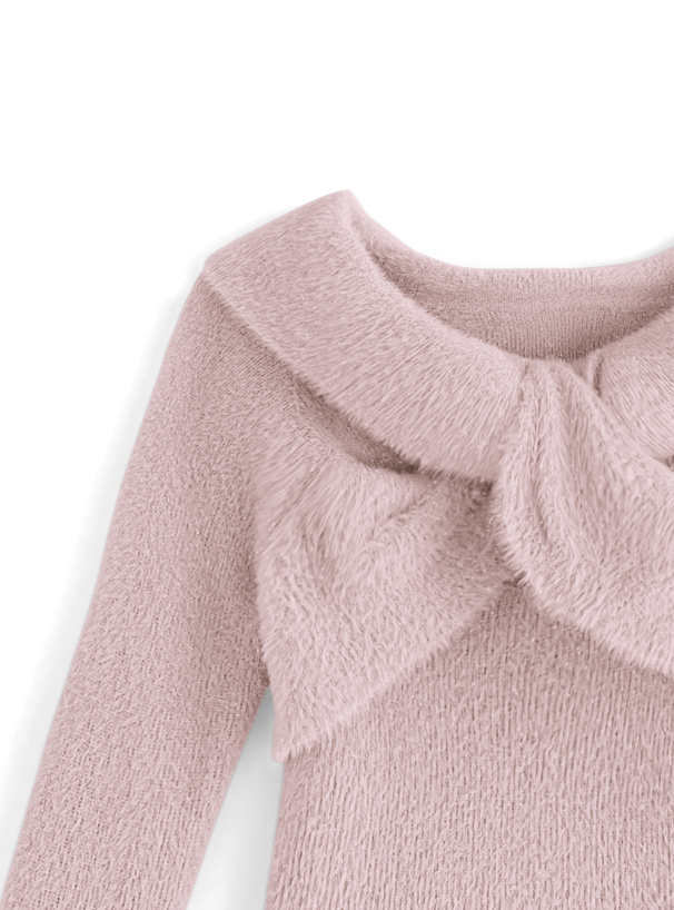 襟2Wayラメフェザーニットフレアスリーブトップス