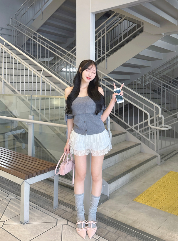 レースティアードショートパンツ