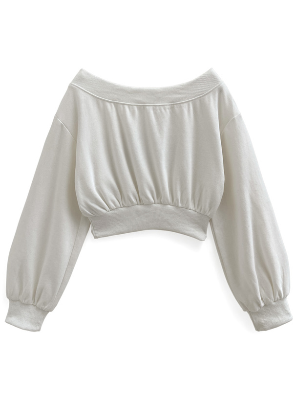 ビジューロゴオフショルトップス