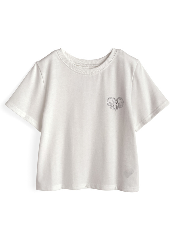 ラインストーンロゴショート丈Tシャツ[pm693]