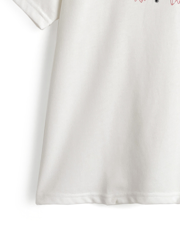 ロゴビジューフラワープリントTシャツ