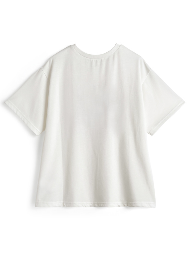 ロゴビジューフラワープリントTシャツ