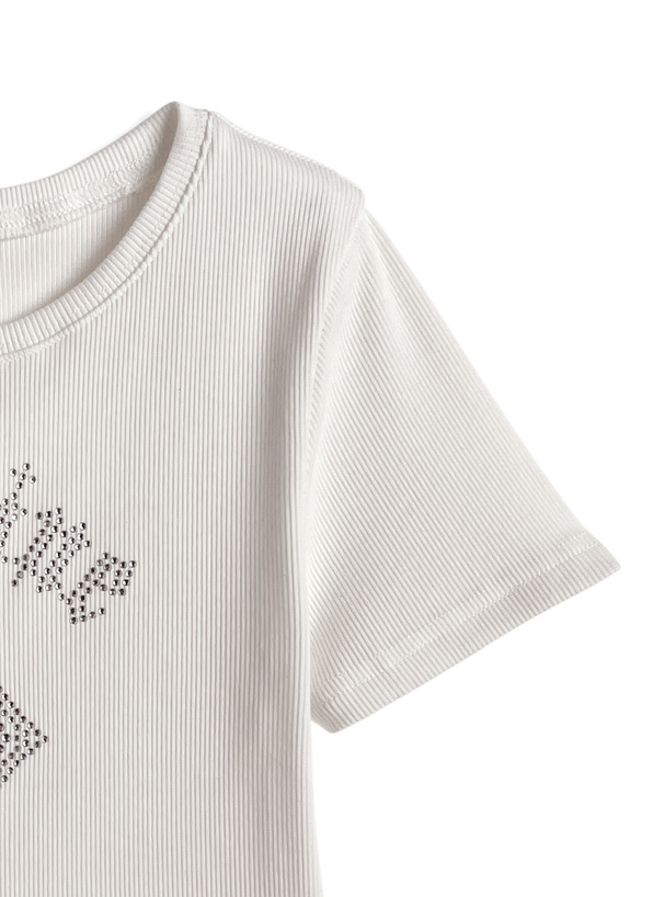 ラインストーンクロスTシャツ
