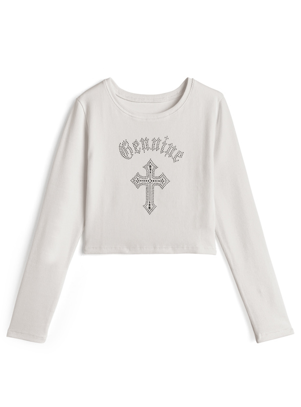 ラインストーンクロスTシャツ