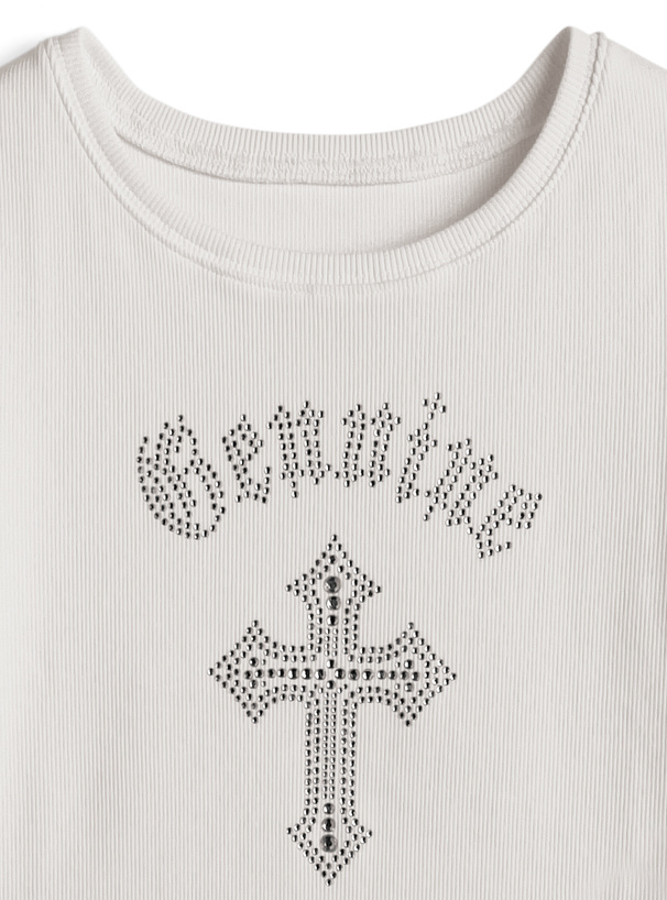 ラインストーンクロスTシャツ