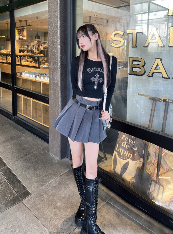 ラインストーンクロスTシャツ