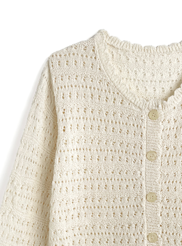 スカラップ透かし編みニットカーディガン[pm707] | レディース