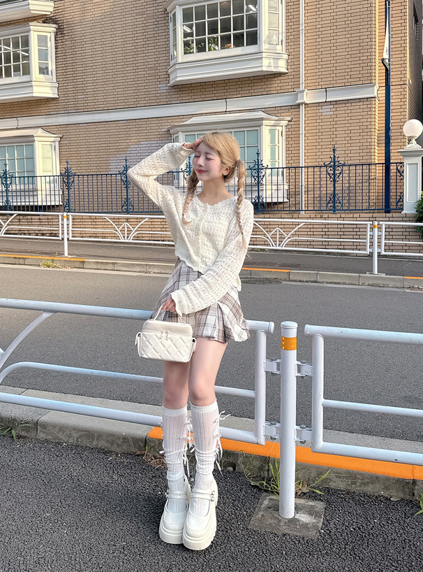 スカラップ透かし編みニットカーディガン[pm707] | レディース