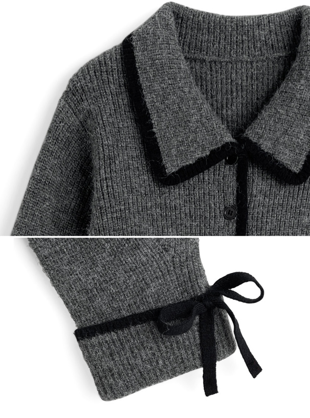 配色ラインリボンニットカーディガン[pm708] | レディースファッション