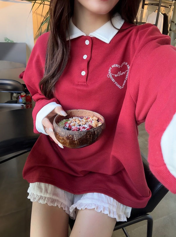 ハートロゴバイカラースウェットトップス