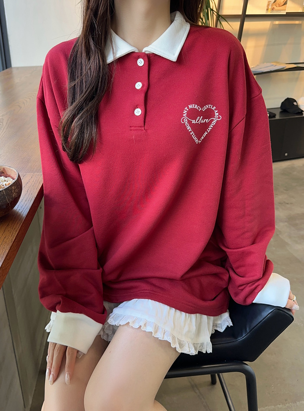 ハートロゴバイカラースウェットトップス