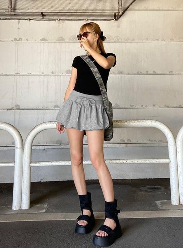 インパン付きスウェットバルーンミニスカート