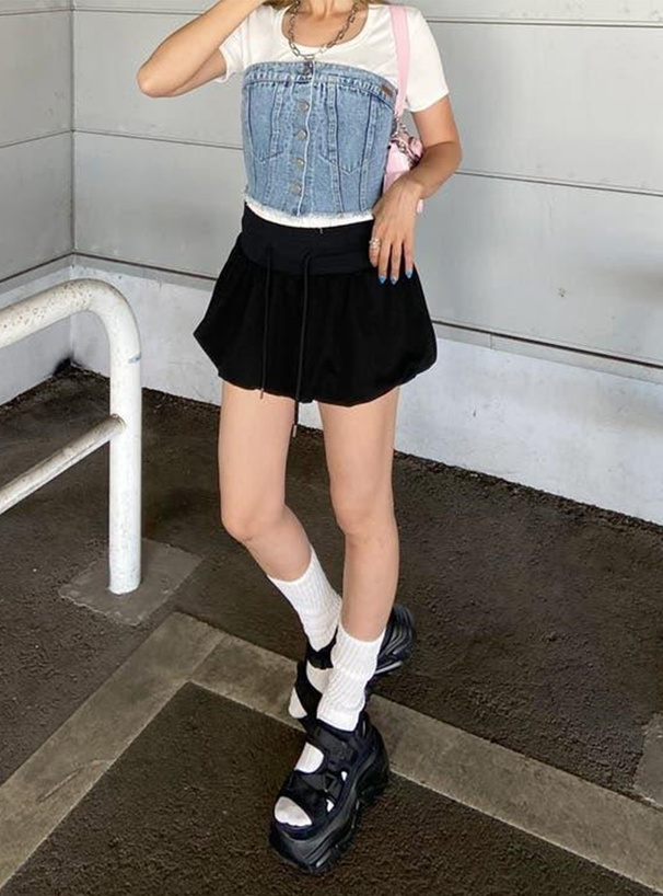 インパン付きスウェットバルーンミニスカート