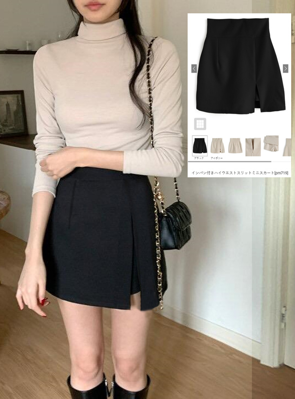インパン付きハイウエストスリットミニスカート[pm719] | レディース
