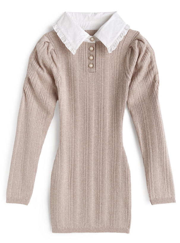 エムミーエメ フリルカラーニットミニワンピース mmeeme フリルカラーニットミニワンピース M me eme／Frill