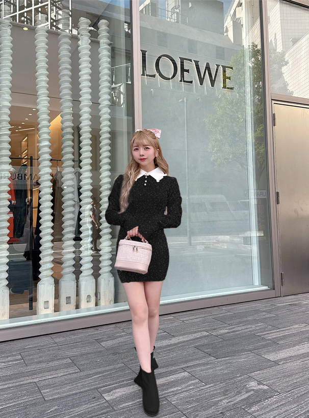 エムミーエメ フリルカラーニットミニワンピース mmeeme フリルカラーニットミニワンピース