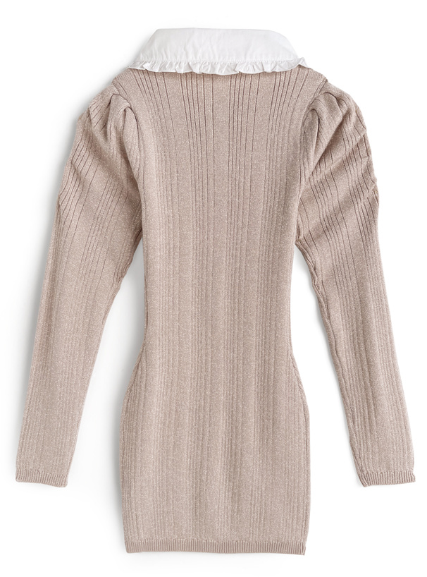 フリルカラーニットミニワンピース[pm732] | レディースファッション