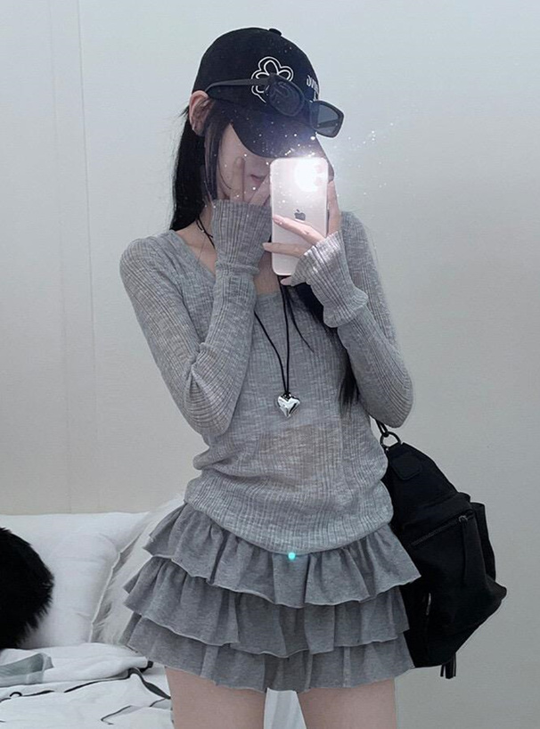 インパン付きティアードスウェットミニスカート
