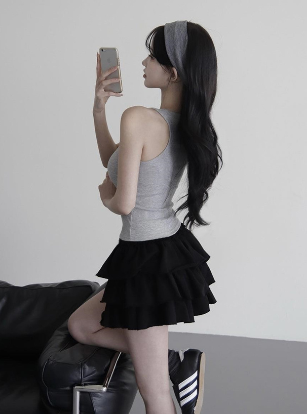 インパン付きティアードスウェットミニスカート
