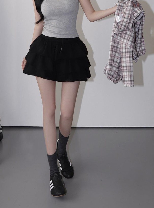 インパン付きティアードスウェットミニスカート